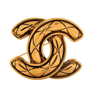 Chanel Vintage Quilted Cc Brooch Metal #251874C69B